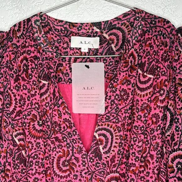 NWT ALC Sari Silk Mini Dress Pink Floral Size 2 Revolve - Picture 4 of 16